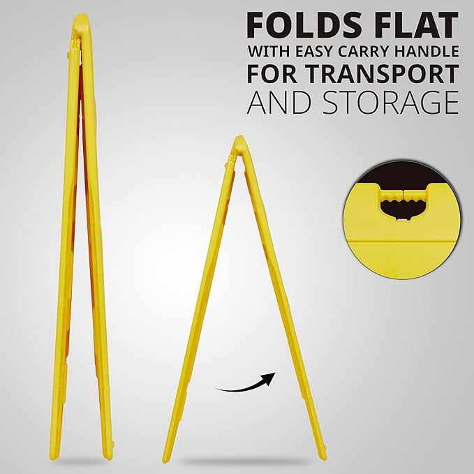 Jumbl Outdoor A-Frame Sandwich Signboard 24” x 36” Display Surface – w/PVC Sign Protector & Sand Fill Holes – Duel Display Signage Stand for Storefront Sidewalk Curb (Yellow)