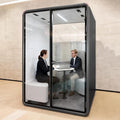 Soundproof Office Pod Booth Black, for 2 Person Meeting Pod, Quiet Meeting Pod with Acoustic Panels, Portable Modular Pod, Privacy Phone Booth for Calling, Personal Workspace H92in W63in D55in