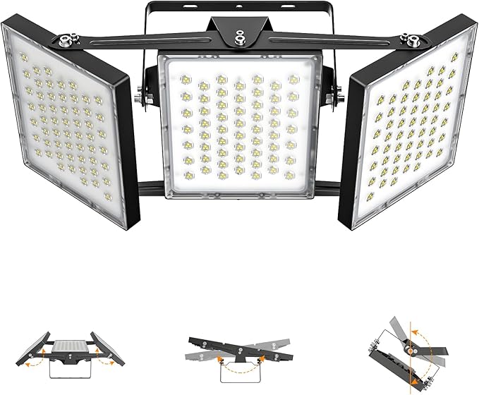 2025 Elite New Upgraded LED Flood Light Outdoor 300W 45000lm Stadium Flood Lights, 5000K IP66 Waterproof Adjustable Adjustable Floodlight for Street, Parking Lot