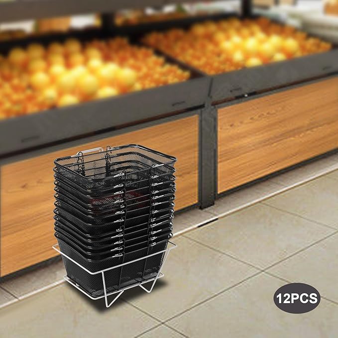 12PCS Shopping Baskets with Handles, Portable Wire Shopping Basket,for Stores Shopping