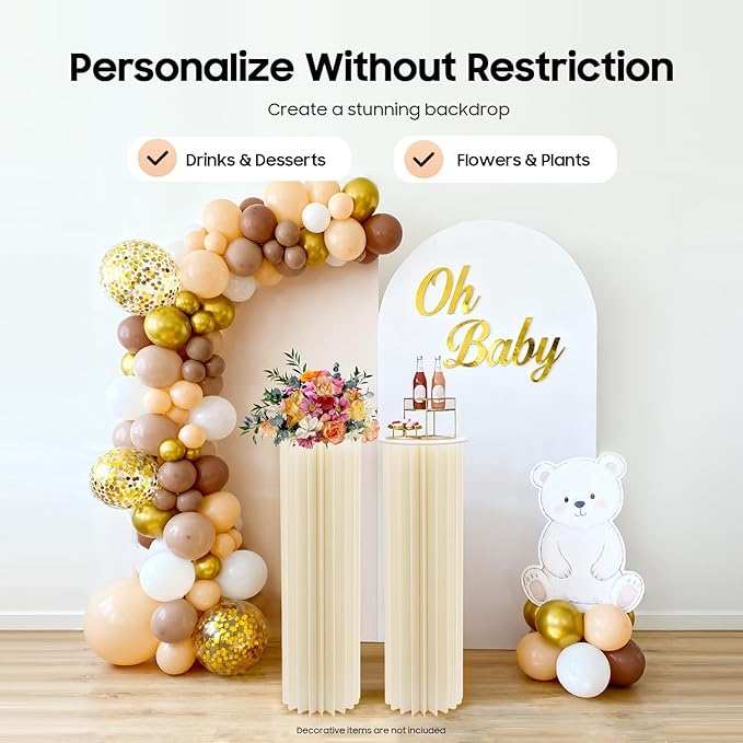 2Pcs Cylinder Flowers Stands, 39.37in Foldable Cardboard Centerpiece Display Pillars and Columns Display Pedestal Cake Stand, for Wedding Party Garden Decoration