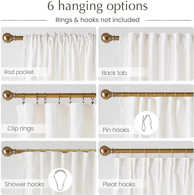 NICETOWN Natural Boho Linen 108 inch Curtains for Living Room, Jacquard Weave Waffle Pattern Privacy Light Filtering Floor Length Drapes, W52 x L108, 2 Panels