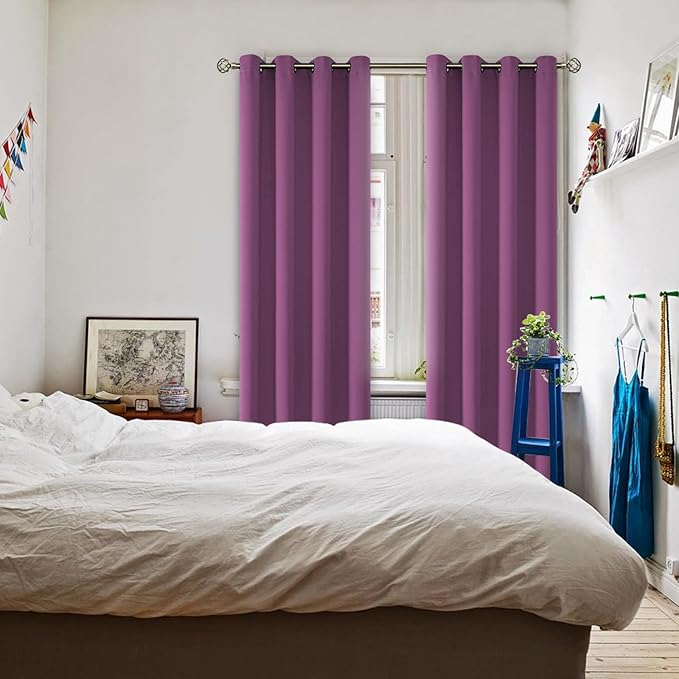 BGment Room Darkening Curtains 72 Inches Long - Grommet Thermal Insulated Drapes Window Treatment Curtains for Bedroom, 2 Panels, 52 x 72 Inch, Eggplant Purple