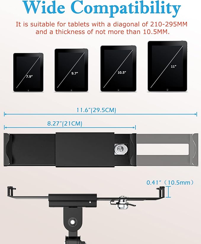 iPad Wall Mount, Security Anti-Theft Tablet Wall Mount Holder with Lock and Keys, 360° Swivel iPad Pro Mount, Compatible with 7-11 Inch Tablets (iPad, Galaxy Tab, Slate, Fire) – Black