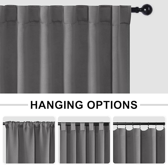 Hiasan Privacy Room Divider Patio Sliding Door Curtain Extra Wide Blackout Thermal Insulated Curtains with Back Tab & Rod Pocket for Bedroom Partition Living Room (120 x 96 Inches, Light Grey)