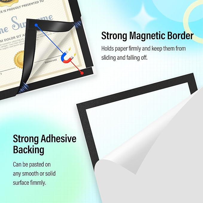 Magnetic Sign Holder 8.5 x 11 Inches Self-Adhesive Magnetic Display Frame 24 Pack Magnet Sign HoldersPicture Frame Document Holder for Wall, Window, Classroom, Office, Poster Store(The back is self-adhesive)
