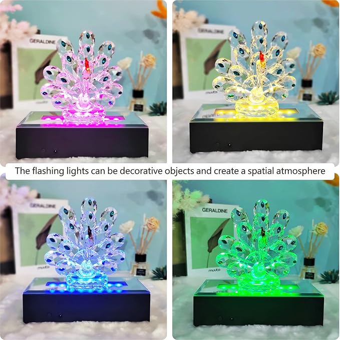 16 LED Light Display Stand Base for 3D Crystal Glass Art,Room Decoration and Holiday Casual Atmosphere Ornament Lamp- 6 Inch Rectangular Illuminated Holder Colorful Lights (black)