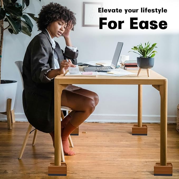 Furniture Risers 3 inch, Rectangle Adjustable Risers Blocks for Bed Sofa Table and Couch Lift to 1.5 or 3 inch，Heavy Duty Support Up to 1,300 Lbs (4 Pack-Brown)