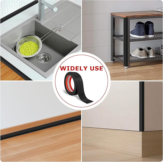 Flexible Wall Corner Protector Moulding Trim Peel and Stick Wall Corner Guards Edge Protector Self Adhesive Molding Trim Strip for Edge Ceiling (Black, 2.4 in x 40 Ft)