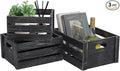 Storage Crates 3 Pack Wooden Nesting Crates with Handles,Rustic Storage Container Boxes,Farmhouse Decorative Baskets for Storage,Display,Decor,Black