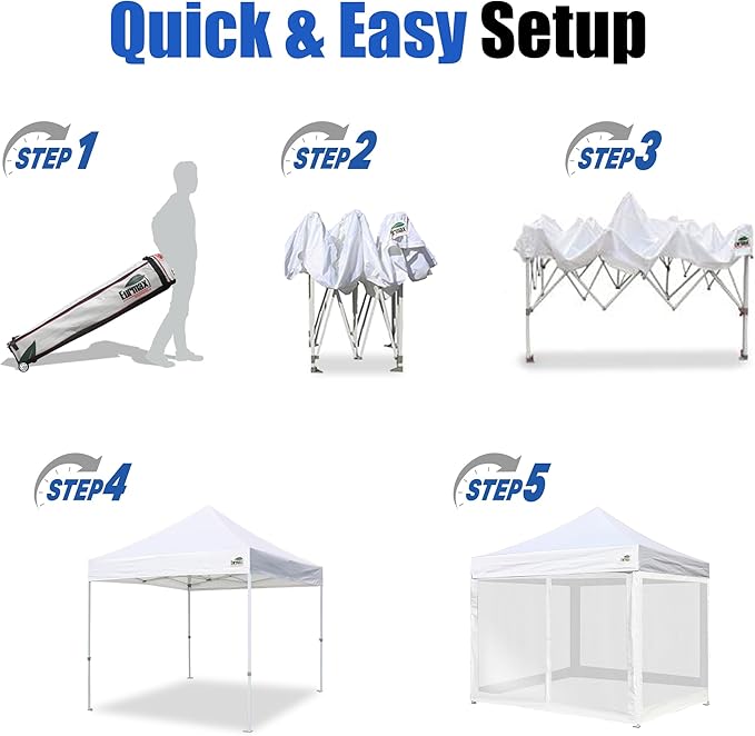 Eurmax USA 10'x10' Pop-up Canopy Tent Commercial Instant Canopies with 4 Removable Zipper End Screen Wall kit and Roller Bag, Bonus 4 SandBags(Purple)