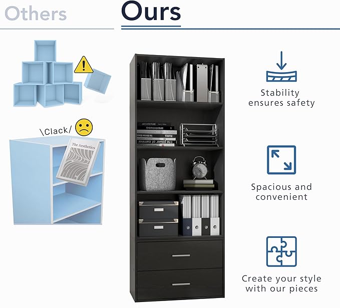 Homes: Inside + Out Apexa 3-Tier Stackable Wood Bookcase with Doors, Cube Storage Organizer Shelves, Small Food Pantry Cabinet, Dorm Teen Room Decor & Bedroom, Home Office, Kitchen, Light Blue