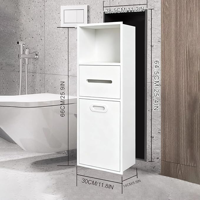 Stainless Steel Shower Nich, 25.4X11.2IN Recessed Waterproof Bathroom Niche, Built-in Trash Can Alcove, Toilet Paper Toiletries Storage Rack for Kitchen Living Room Bedroom Hotel Residential