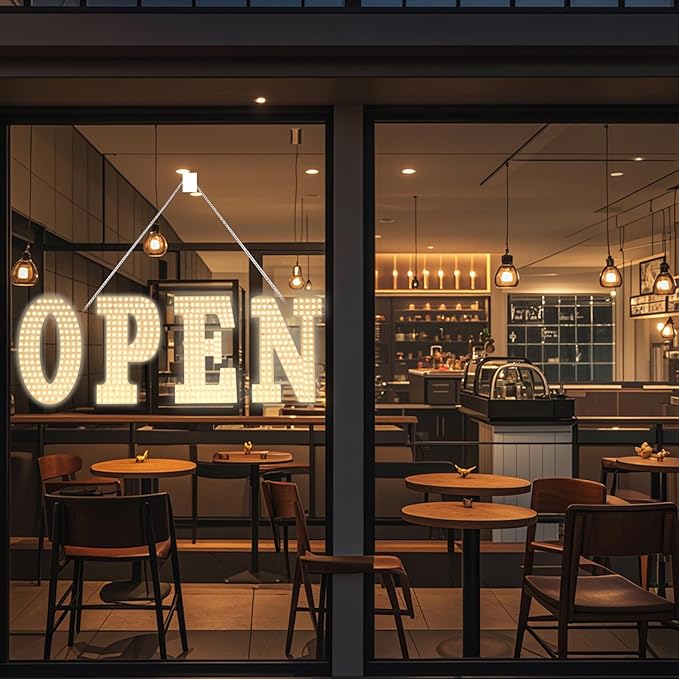 LED Open Signs for Business 30"x10" Dimmable Bright Business Open Sign with Hanging Installation for Window Stores, Hotel, Store, Bar, Retail Shop, Salon, Restaurant