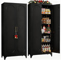 Kitchen Pantry Cabinet,75 Inch Black Metal Storage Cabinet with Door and Adjustable, Tall Pantry Cabinets for Kitchen Storage,Cupboard for Living Room,Dining Room and Bathroom
