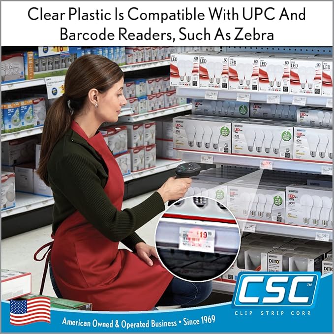 Price/Data Channel Label Holder Chips, 250 Pack, Clear Plastic Tags, 2" L x 1.25" H, 7.5 Mil Thick, Gondola Shelf Edge, Shelf Edge, Clip Strip Corp.