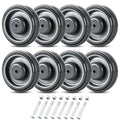 Shopping Cart Replacement Wheels Kit 8-Pack, 5" TPU Silent Supermarket Casters with Double Ball Bearings, Durable Replacement for Grocery Carts (Grey)