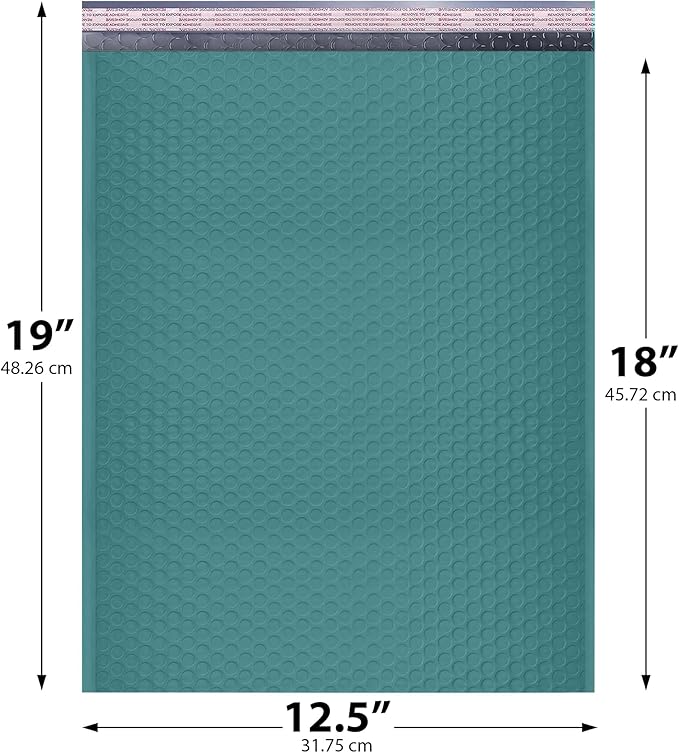 Green 12.5x19.5 Inch Large Poly Bubble Mailers #6 | Padded Envelopes with Self Seal | Air Lined Cushioned Bubble Mailer | Usable Size 12.5x15 | 50 Pack Bulk | Lightweight shipping Bags