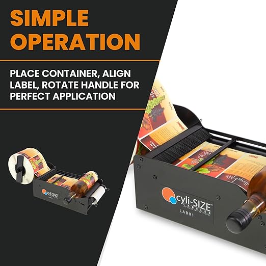 Start International - LAB01 - Manual Bottle Label Applicator - Professional Labeling Machine for Bottles Jars Cans - Label Dispenser for Cylindrical Objects - 0.5-6.5 Inch