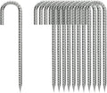Rebar-Stakes-12-Inch, Ground Stakes Heavy Duty U-Hook Galvanized Anti-Rust Tent Stakes Heavy Duty Ground Anchors for Garden Dog Fence Chicken Coop Christmas Decorations Deer Fence 16pcs