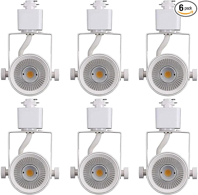 CLOUDY BAY 8W 3000K Warm White Dimmable LED Track Light Head,CRI90+ True Color Rendering Adjustable Tilt Angle Track Lighting Fixture,40° Angle for Accent Retail,White Finish,Halo Type- Pack of 6
