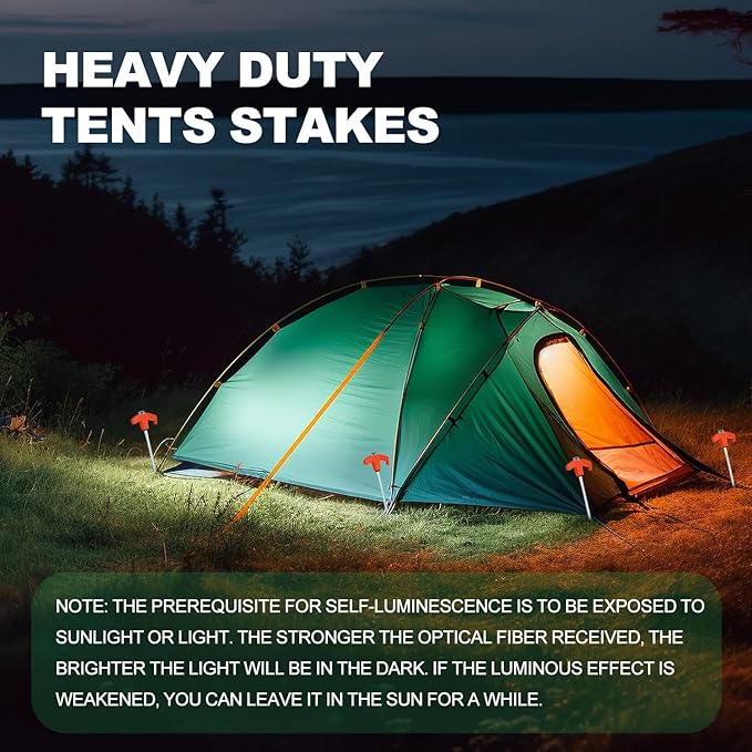 12 Pack Screw in Tent Stakes Heavy Duty,8 ’’ Ground Anchors Screw in,Metal Stakes with Hex Head Driver and Sturdy Storage Box. (12, Orange)