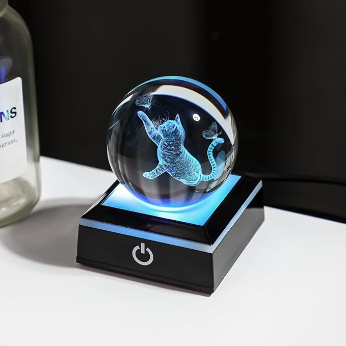 ZEERSHEE 2.5*1.5inch Multicolor LED Light Base, 6 Lighting Mode Color Change Square Display Light Base for 3D Crystal Art and Glass Ball Resin Figurine Battery/USB Power