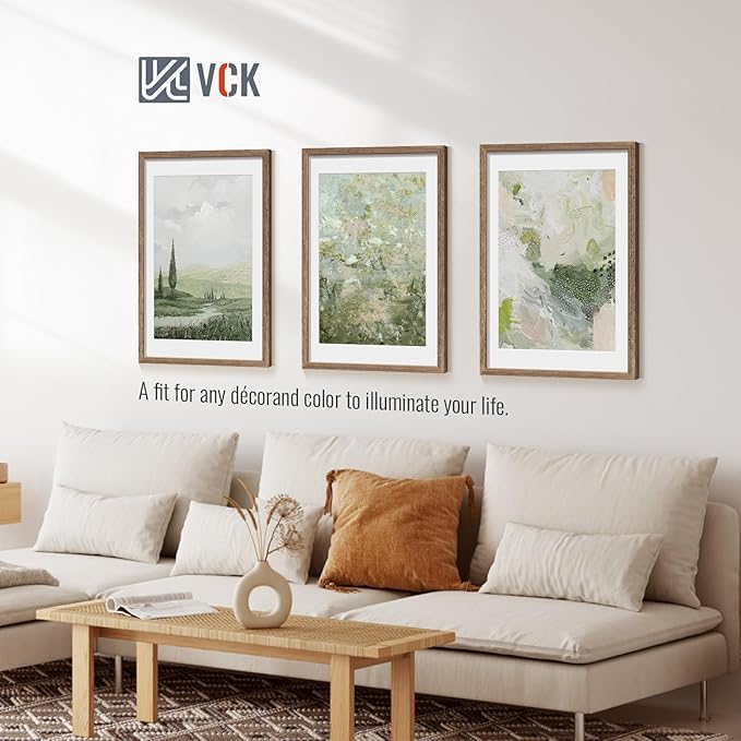 VCK 20x30 Poster Frame 5 Pack - Walnut, High-End Wood Picture Frames with Polished Plexiglass, Display 16x24 Photo with Mat or 20x30 without Mat, Art Gallery-Quality, Wall Hanging, Walnut