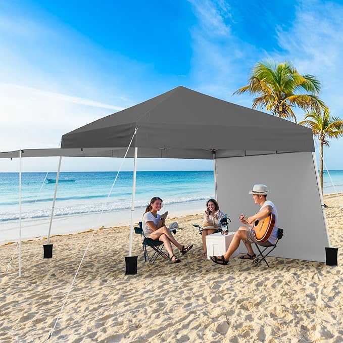 Tangkula 10x9.2 Ft Pop up Canopy with Sidewalls, UPF50+ Outdoor Tent with 8 Stakes, 4 Wind Ropes, Carry Bag, Portable Canopy Tent with Awnings for Camping, Patio, Market