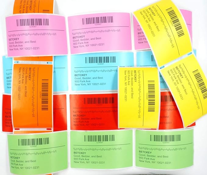 BETCKEY - File Folder Labels Replacement for Brother DK-1203 (0.66 in x 3.4 in), Compatible with Brother QL Label Printers [6 Rolls/1800 Labels, Yellow]