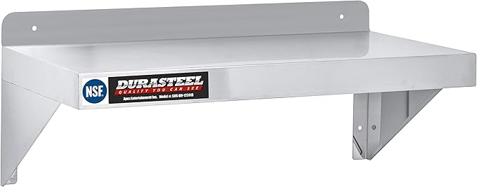 DuraSteel Stainless Steel Wall Shelf - 24" Wide x 12" Deep Commercial Grade - NSF Certified - Industrial Appliance Equipment (Restaurant, Bar, Home, Kitchen, Laundry, Garage and Utility Room)