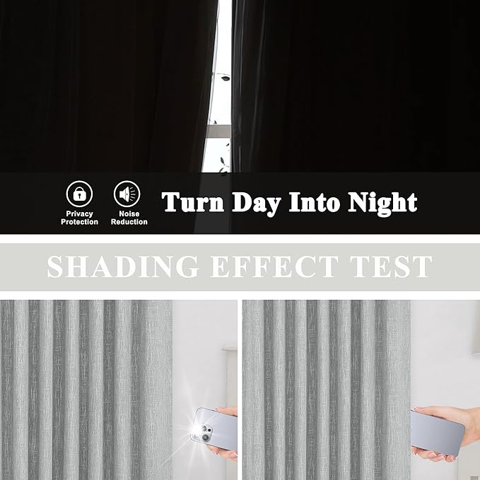 Vision Home Silver Grey Pinch Pleated Full Blackout Curtains Room Darkening Window Curtains 90 inch for Living Room Bedroom Thermal Insulated Pinch Pleat Drapes with Hooks Back Tab 2 Panel 40" Wx90 L