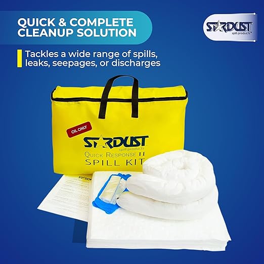 Stardust Spill Products Oil-Only Spill Kit – OSHA Compliant Solution for Vehicles, Industrial, & Restaurant Use, Emergency Response Oil Cleanup, Single Pack