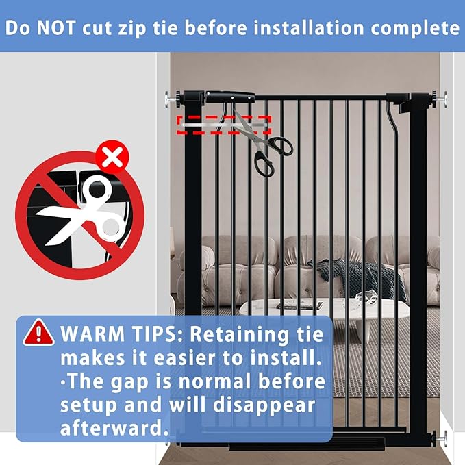 60.2"-65.7" Baby Gates Extra Wide, 40.5" Tall Dog Gate Indoor, Walk Through Pet Gates for Doorways Kitchen No Drilling Auto Close Pressure Mounted Safety Child Toddler Gate, Black
