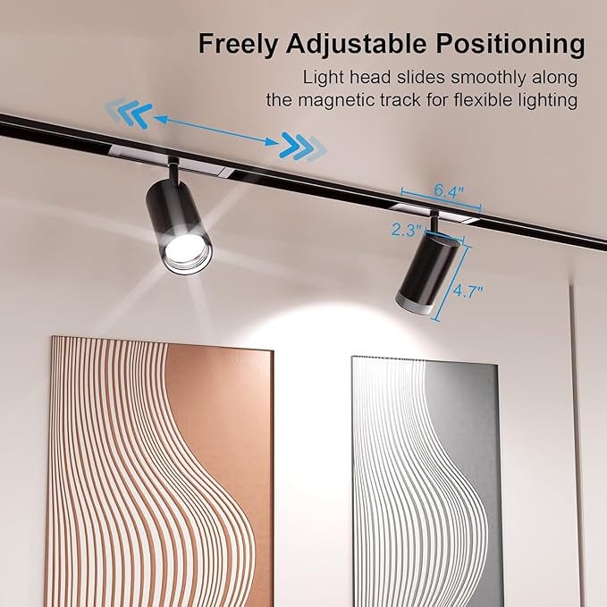 2-Pack Adjustable Focus Spotlight, 18W Magnetic Track Light Head, 24V LED Lamp, Rotatable Spotlight, Smart Control via App, Remote & Voice, Dimmable & CCT 2700K-6000K, Beam Angle 20°-45°