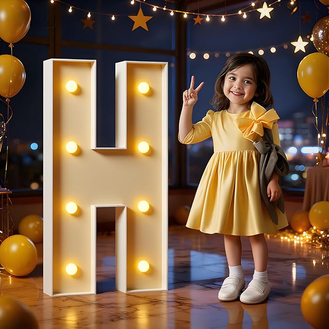 Marquee Letters 3 Feet Tall Large Light Up Letters H Happy Birthday Decorations Marry Me Engagement Party Decor Yellow Light Birthday Decorations Balloon Arch Kit Foam Sign H