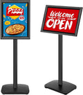 Heavy Duty Sign Holder Stand 8.5x11 Inch - Pedestal Floor Standing Sign Holder with Weighted Base - Vertical & Horizontal Poster/Menu Stand for Indoor/Outdoor Business Store Advertising, Black