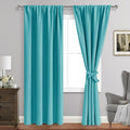 JIUZHEN Blackout Curtains for Bedroom - Thermal Insulated Room Darkening Rod Pocket Curtains for Living Room, Set of 2 Panels with Tiebacks, 38 x 84 Inch Length, Turquoise