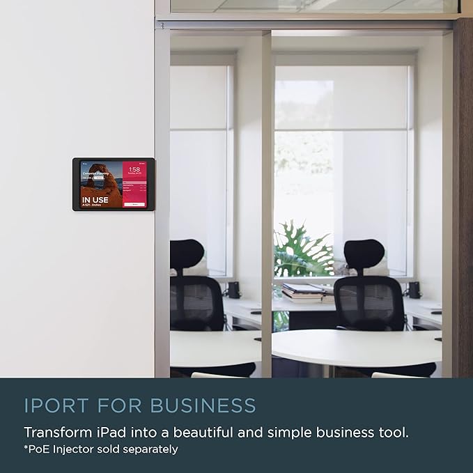 iPort Surface Mount System iPad Wall Mount – Slim & Secure Enclosure for iPad Pro 11" (3rd Gen) & Air 10.9" (5th Gen) | Built-in PoE Charging | Flush Wall Dock for Smart Home & Commercial Use – White