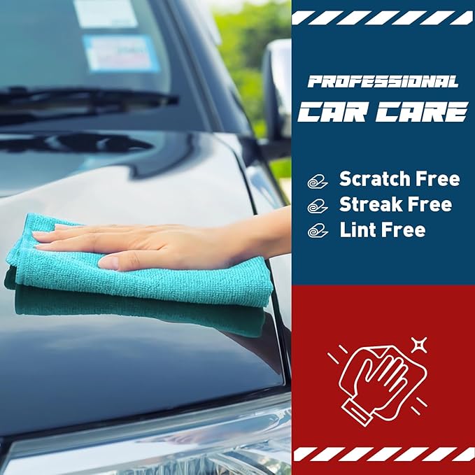 Microfiber Towels Bulk-400 Pack, Cleaning Cloths, Microfiber Towels for Cars, Cleaning Rags 5 Colors Assorted (12x12 inches)