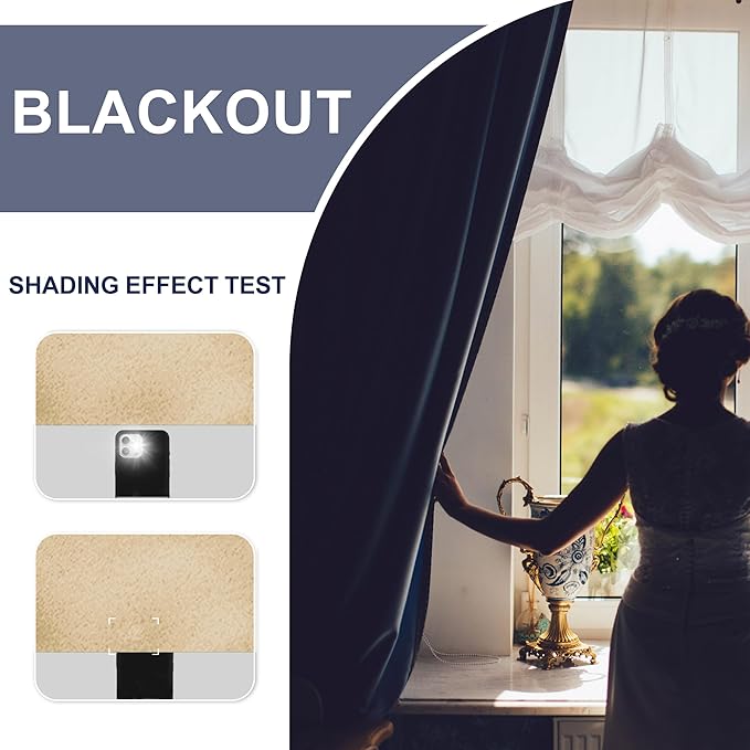 JIUZHEN Blackout Curtains for Bedroom - Thermal Insulated Noise Reducing Privacy Short Curtain for Living Room, Set of 2 Panels with Tiebacks, 42 x 45 inches Long,Light Beige