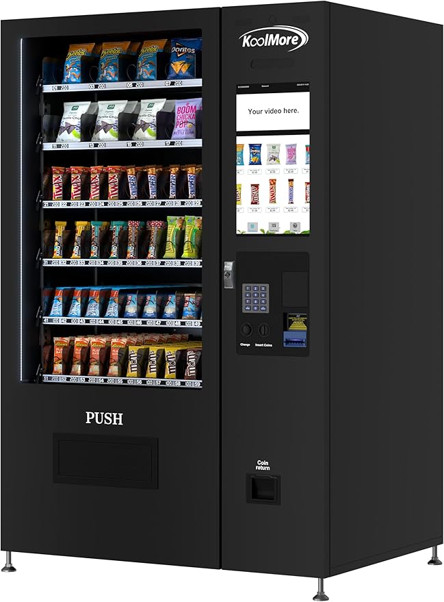 KoolMore Non-Refrigerated Snack Vending Machine with 60 Slots and 22 Inch Touch Screen with Bill Acceptor in Black (KM-VMNT-50-B)