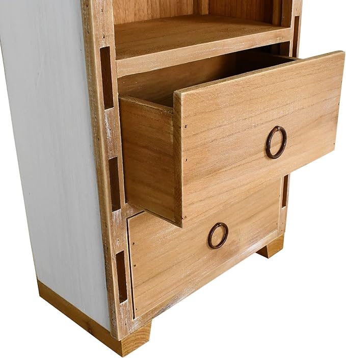 Aecipl Solid Wood Boat Shelf Decorative Nautical Wall Decor Beach Themed Bookcase Large Wooden 3-Tier Display Shelves for Home Kitchen Bedroom Living Room (45.3" H)