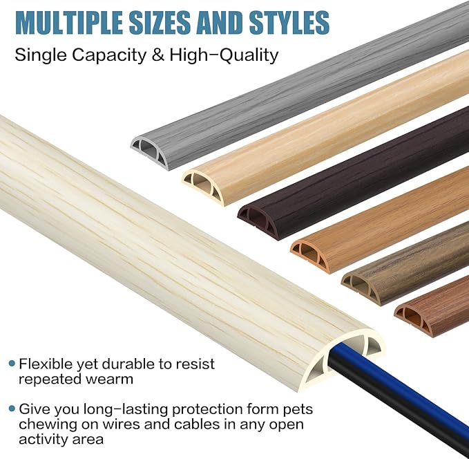 Floor Cord Covers for Wires 3.3FT Cable Hider Wire Cover Self Adhesive Cord Hider Floor for Offices, Homes, Workshops, Warehouses Cable Cavity 0.39" W x 0.27" H