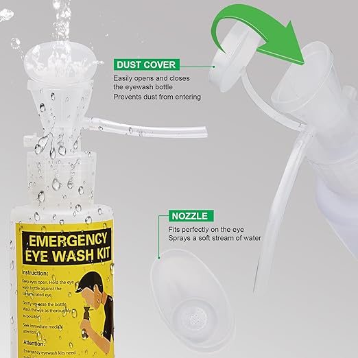 Portable Eyewash Station Kit OSHA-Approved - Yeipower Emergency First Aid Eye Wash Flush Bottles Wall Mounted 16oz No Solution 2 Pcs
