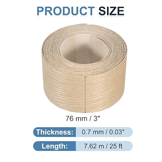PATIKIL White Oak Edge Banding, 3 in x 25 ft Wood Veneer Tape, Pre-glued Flexible