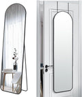 57x16 Door Hanging Full Length Mirror, Floor Stand (Height 5.7ft just Body in1.3ft) / Wall Mounted Metal Frame Arch Dressing Mirrors for Bedroom Living Room 57 inch Black
