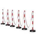 6 Pack Traffic Delineator Post Cones with Fillable Base, Adjustable Plastic Safety Barrier Outdoor and Indoor Crowd Control Stanchion with 5Ft Plastic Chain for Delineator Poles (Red+White)