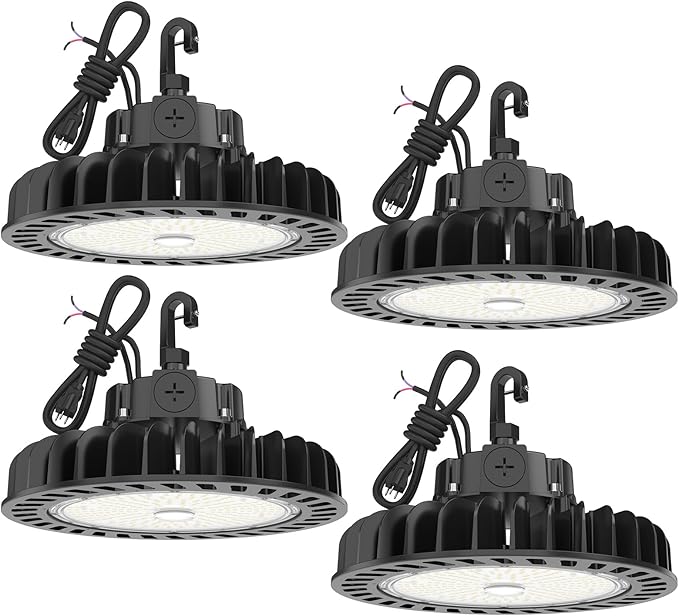 HYPERLITE LED High Bay Light | 29000LM (200W) Dimmable High Bay LED Lighting | UL Listed | 5000K Commercial Lights | US Hook Included | Alternative to 850W MH/HPS | 4-Pack