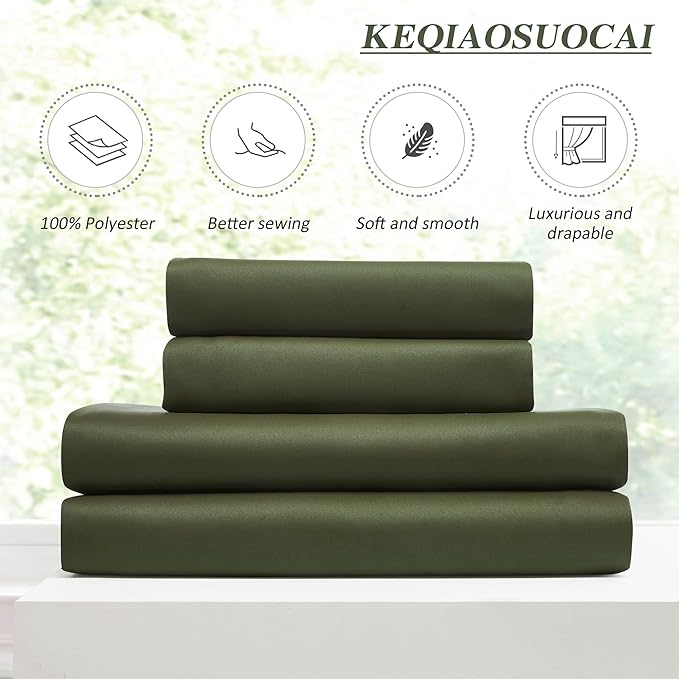 KEQIAOSUOCAI Dark Olive Pinch Pleated Curtains 72 Inches Long for Short Windows, Room Darkening Blackout Curtain Drapes for Bedroom 40 x 72 Inch -2 Panels